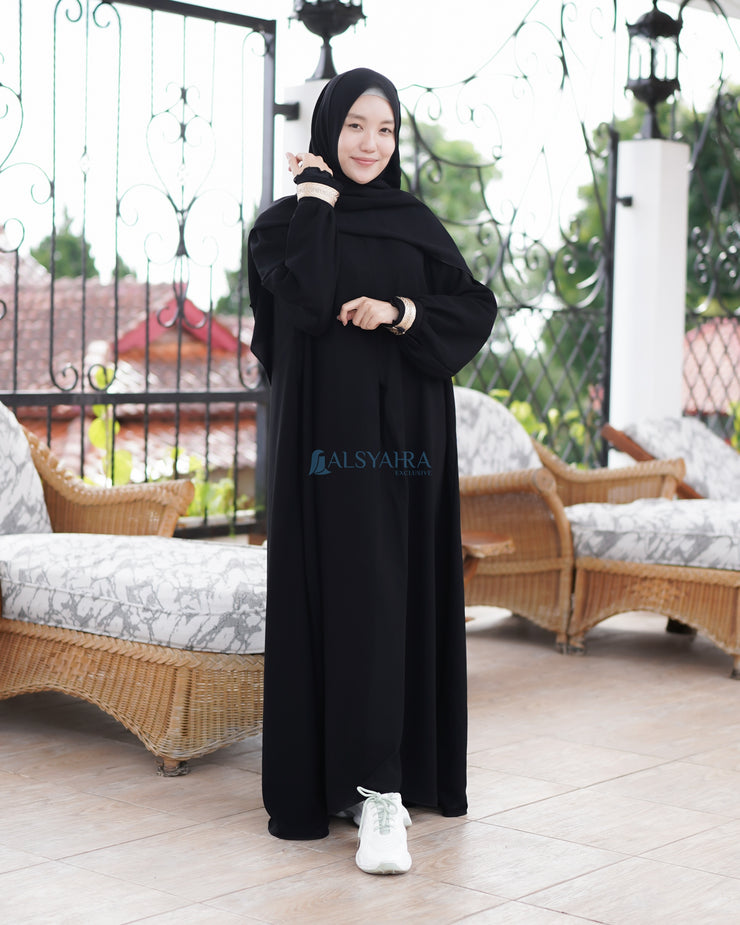 Gamis Abaya Syari At-tin Jetblack by Alsyahra Exclusive