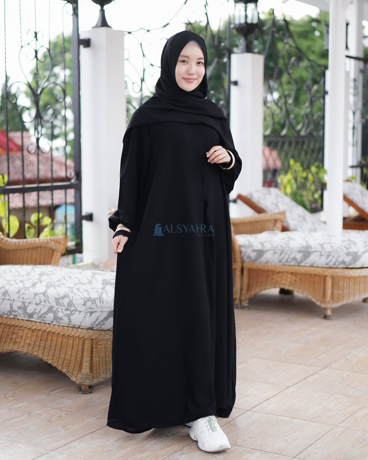 Gamis Abaya Syari At-tin Jetblack by Alsyahra Exclusive