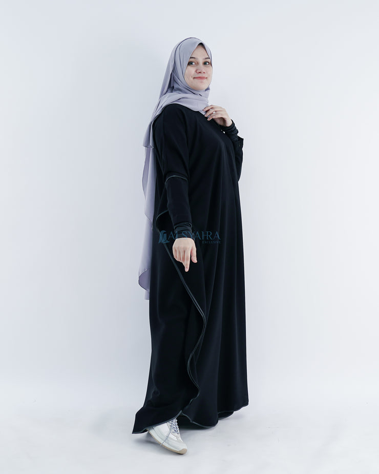 Abaya Syari Farasha Zipper Jetblack Alsyahra Exclusive