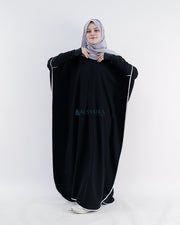 Abaya Syari Farasha Stripe Bisban Putih Zipper Jetblack Alsyahra Exclusive