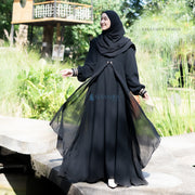Gamis Abaya Iskandariyah Sifon Silk Jetblack by Alsyahra Exclusive