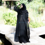 Gamis Abaya Iskandariyah Sifon Silk Jetblack by Alsyahra Exclusive