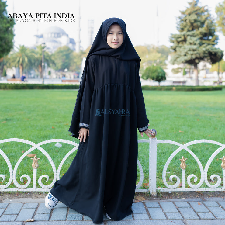 Abaya Gamis Kids Pita India Jetblack Alsyahra Exclusive