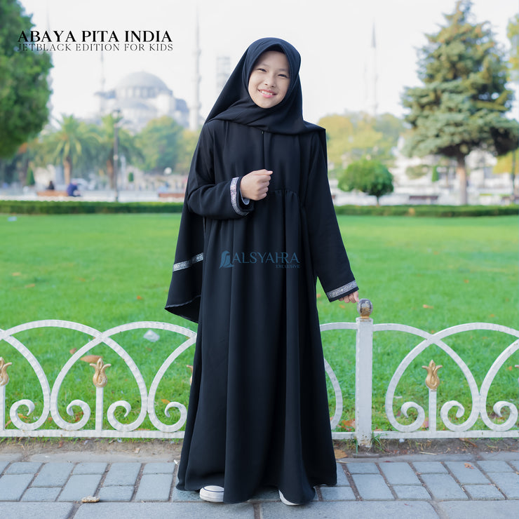 Abaya Gamis Kids Pita India Jetblack Alsyahra Exclusive
