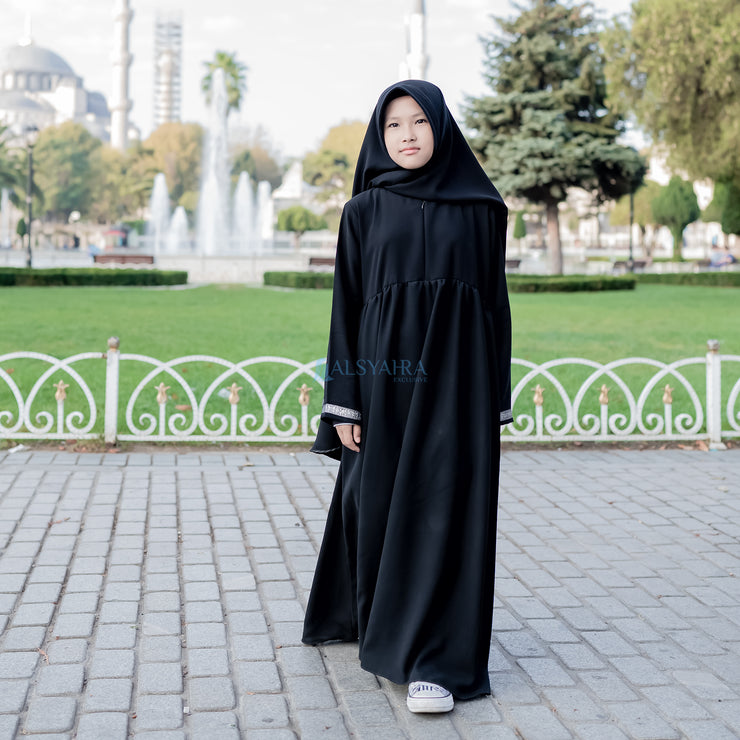 Abaya Gamis Kids Pita India Jetblack Alsyahra Exclusive