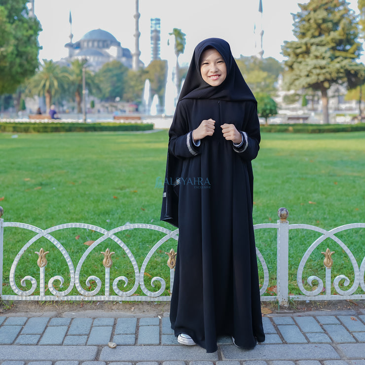 Abaya Gamis Kids Pita India Jetblack Alsyahra Exclusive