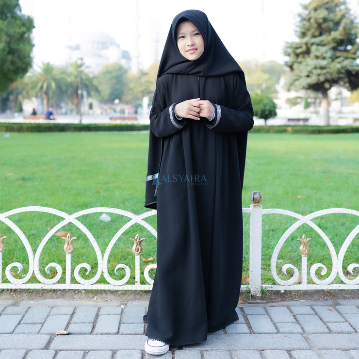 Abaya Gamis Kids Pita India Jetblack Alsyahra Exclusive