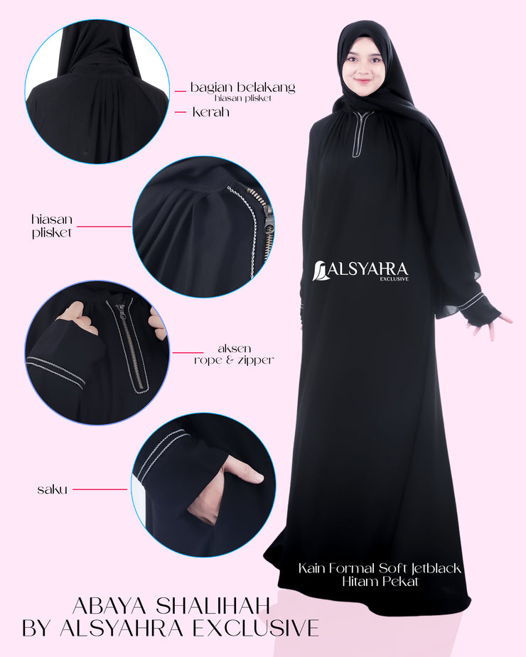 Abaya Gamis Syari Shalihah Jetblack Alsyahra Exclusive