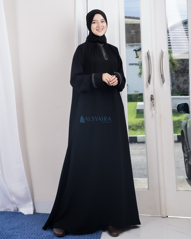 Abaya Gamis Syari Shalihah Jetblack Alsyahra Exclusive