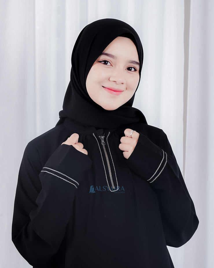 Abaya Gamis Syari Shalihah Jetblack Alsyahra Exclusive