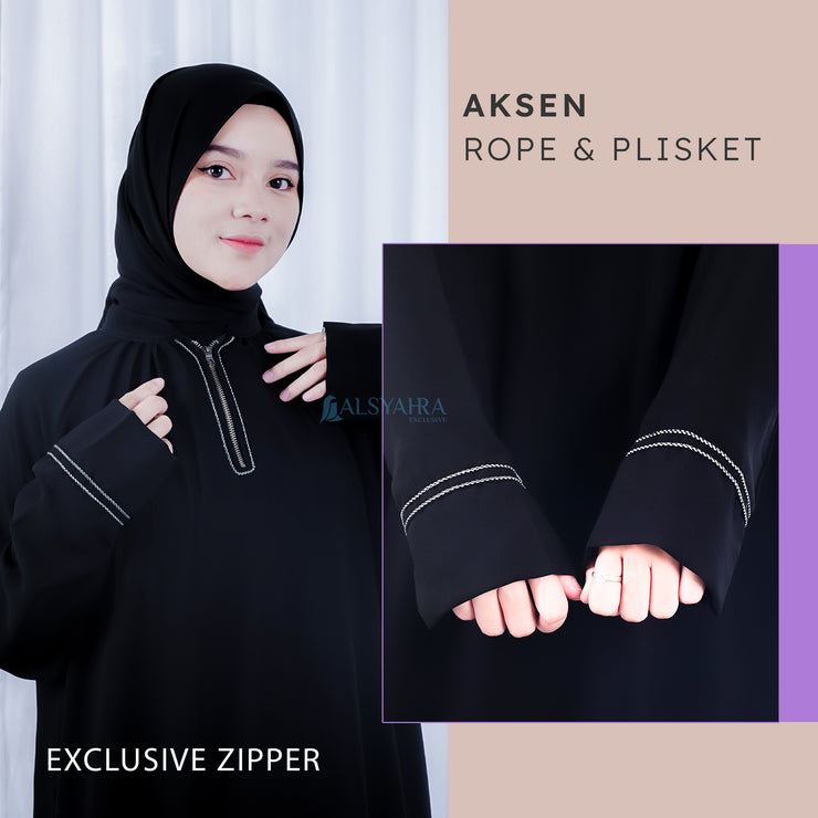 Abaya Gamis Syari Shalihah Jetblack Alsyahra Exclusive