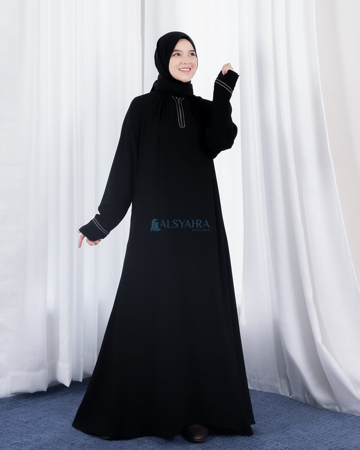 Abaya Gamis Syari Shalihah Jetblack Alsyahra Exclusive