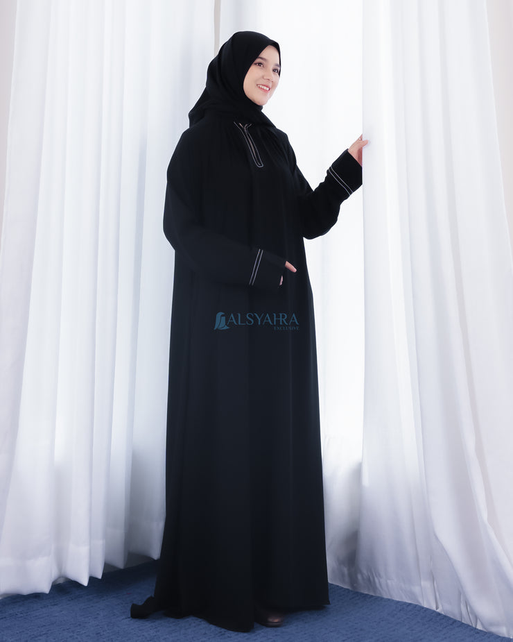 Abaya Gamis Syari Shalihah Jetblack Alsyahra Exclusive