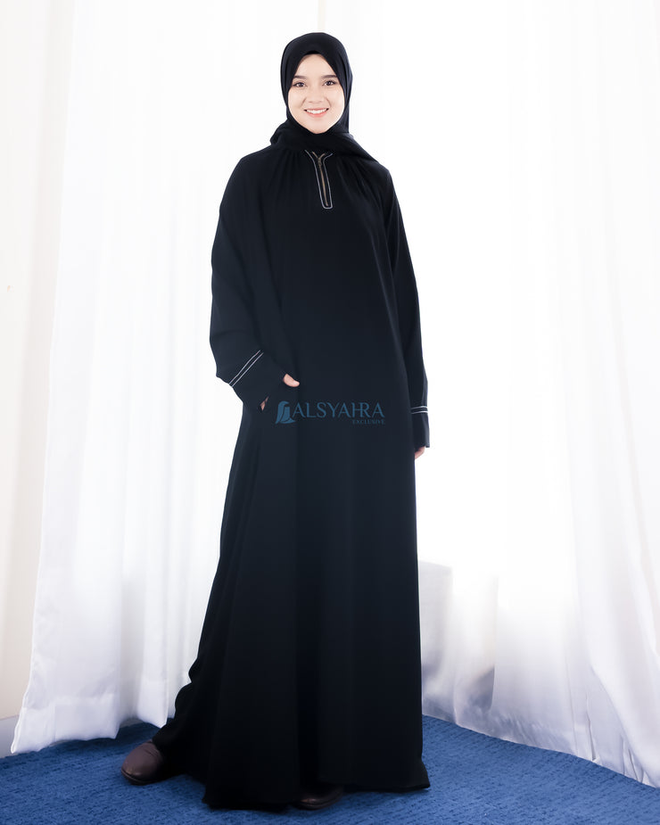 Abaya Gamis Syari Shalihah Jetblack Alsyahra Exclusive