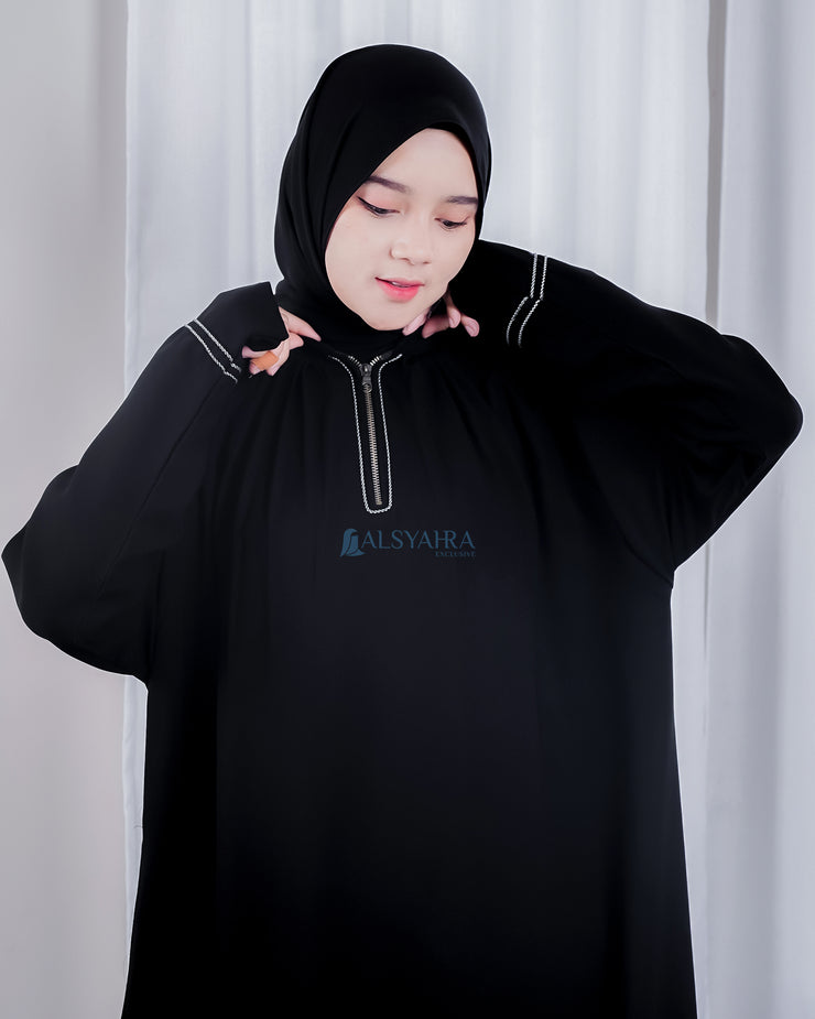 Abaya Gamis Syari Shalihah Jetblack Alsyahra Exclusive