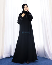 Abaya Gamis Syari Shalihah Jetblack Alsyahra Exclusive