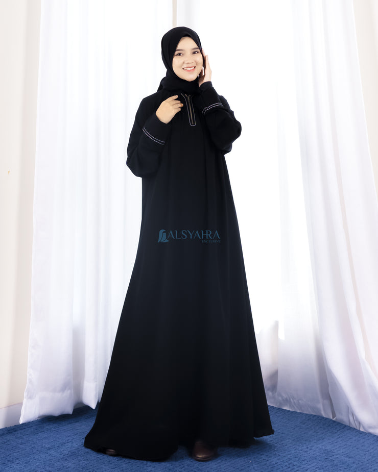 Abaya Gamis Syari Shalihah Jetblack Alsyahra Exclusive