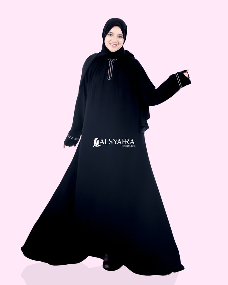 Abaya Gamis Syari Shalihah Jetblack Alsyahra Exclusive