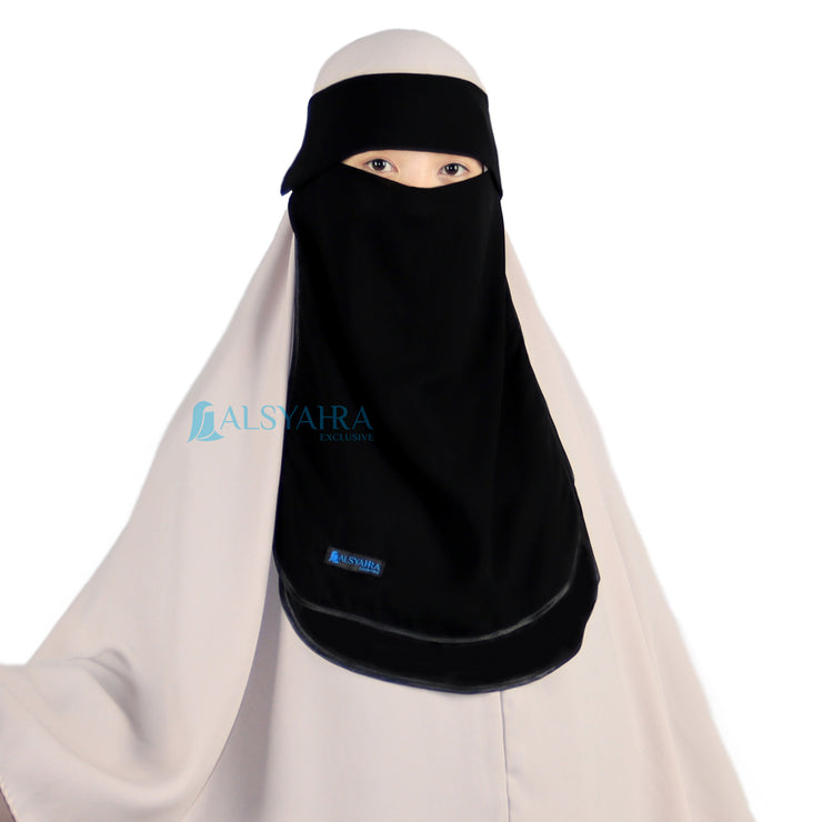 Alsyahra Exclusive Niqab Poni Hijrah Sifon Jetblack