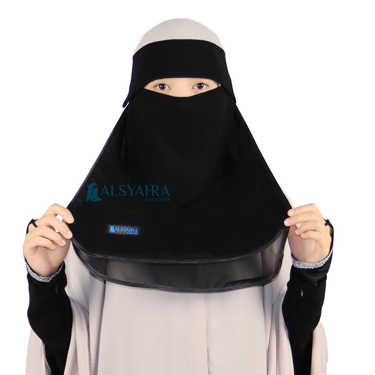 Alsyahra Exclusive Niqab Poni Hijrah Sifon Jetblack