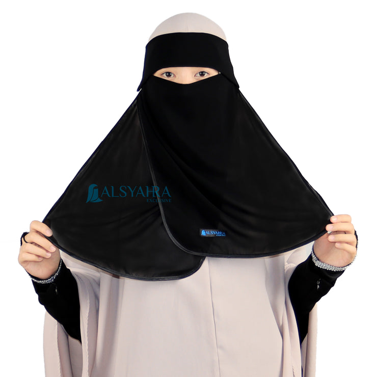 Alsyahra Exclusive Niqab Poni Hijrah Sifon Jetblack