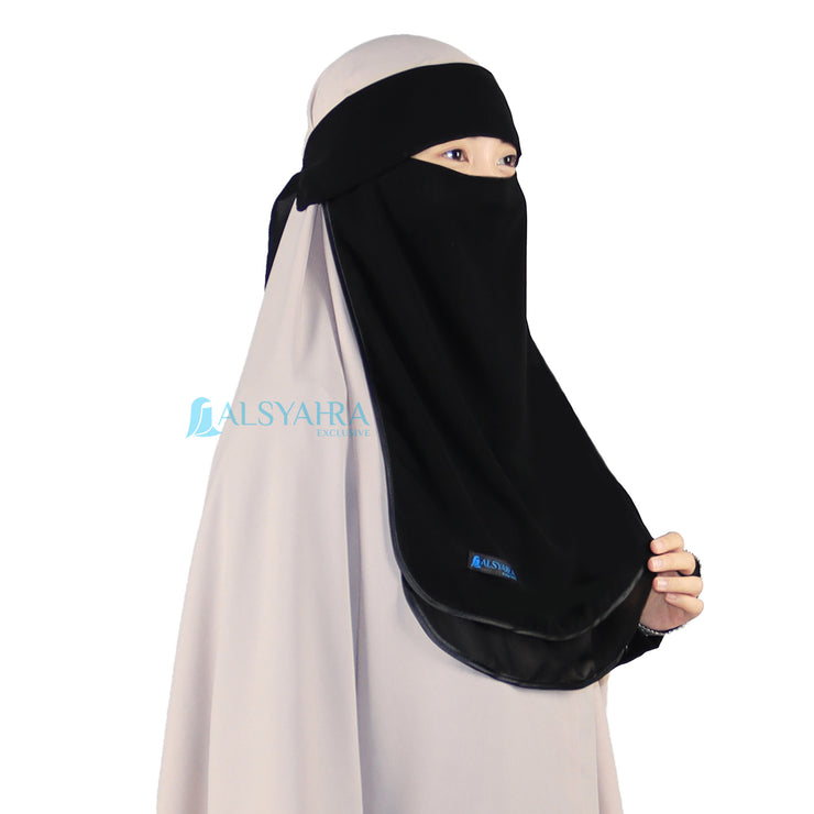 Alsyahra Exclusive Niqab Poni Hijrah Sifon Jetblack