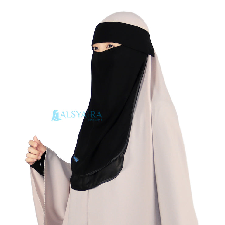 Alsyahra Exclusive Niqab Poni Hijrah Sifon Jetblack