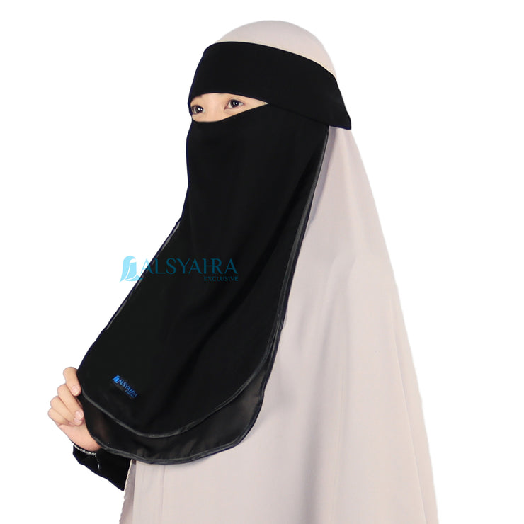 Alsyahra Exclusive Niqab Poni Hijrah Sifon Jetblack