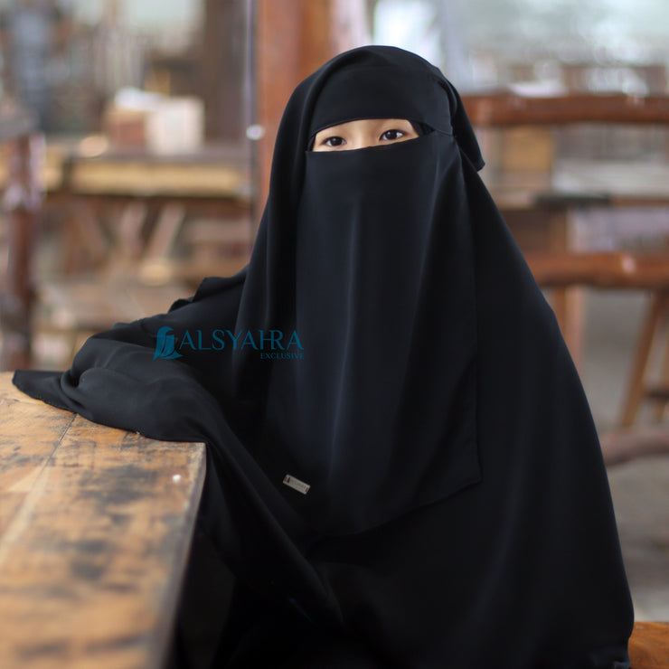 Alsyahra Exclusive Niqab Yaman Kids Sifon Jetblack