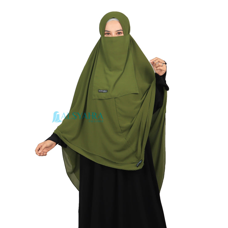 Alsyahra Exclusive Set Khimar Cadar Tali Shofa Sifon Premium 2 Layer XXL