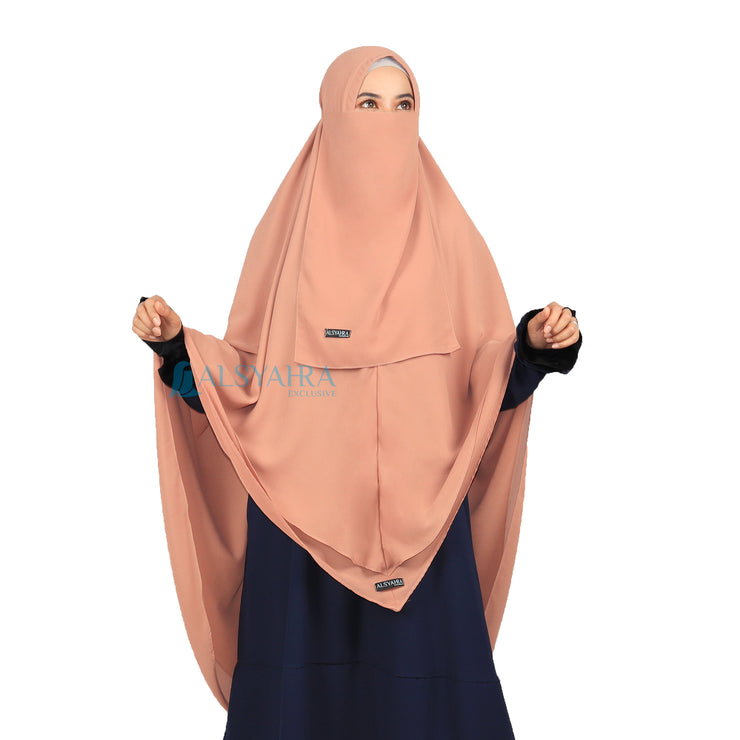 Alsyahra Exclusive Set Khimar Cadar Tali Shofa Sifon Premium 2 Layer XXL
