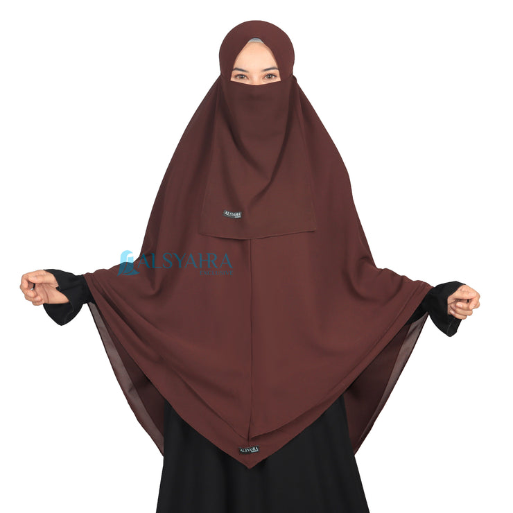 Alsyahra Exclusive Set Khimar Cadar Tali Shofa Sifon Premium 2 Layer XXL