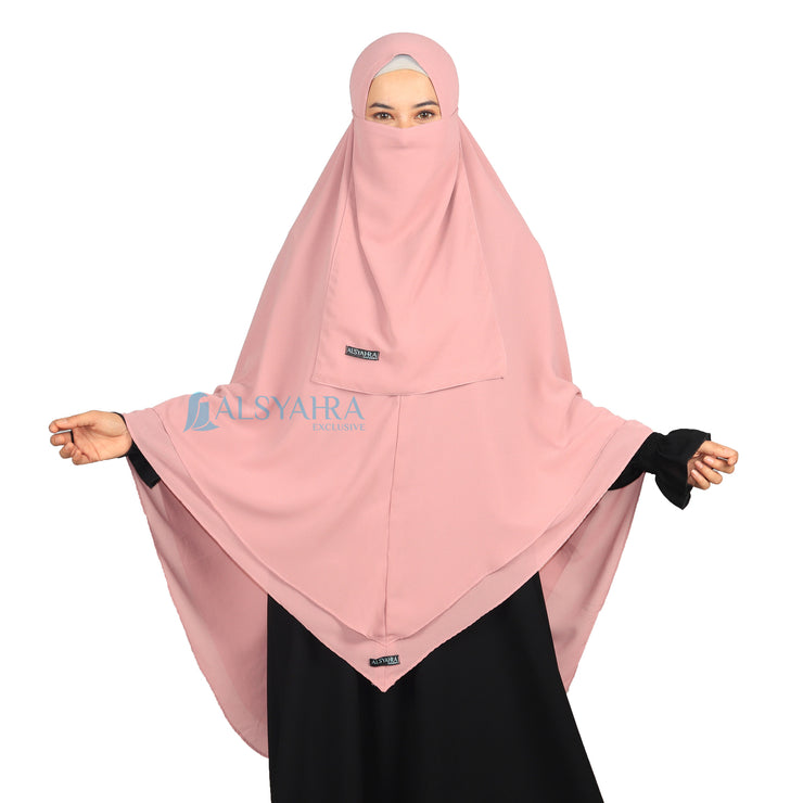 Alsyahra Exclusive Set Khimar Cadar Tali Shofa Sifon Premium 2 Layer XXL
