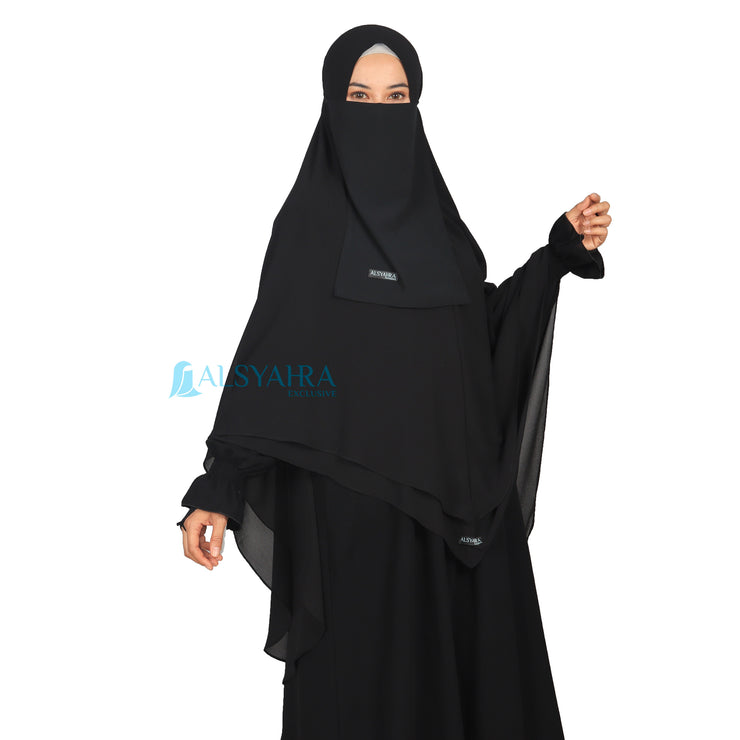 Alsyahra Exclusive Set Khimar Cadar Tali Shofa Sifon Premium 2 Layer XXL