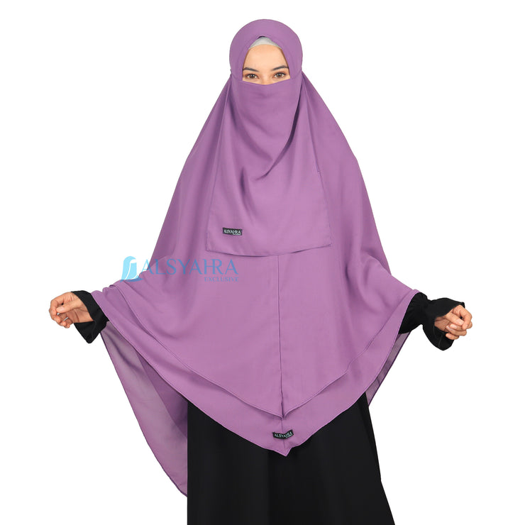 Alsyahra Exclusive Set Khimar Cadar Tali Shofa Sifon Premium 2 Layer XXL