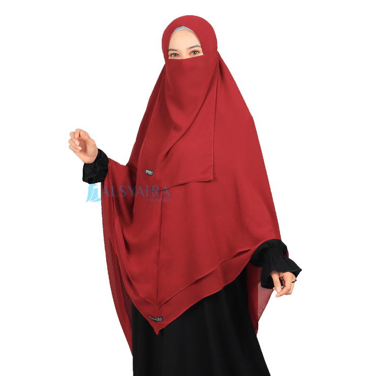 Alsyahra Exclusive Set Khimar Cadar Tali Shofa Sifon Premium 2 Layer XXL