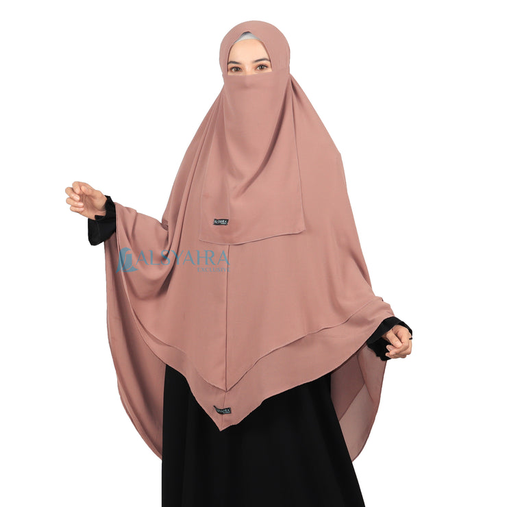 Alsyahra Exclusive Set Khimar Cadar Tali Shofa Sifon Premium 2 Layer XXL