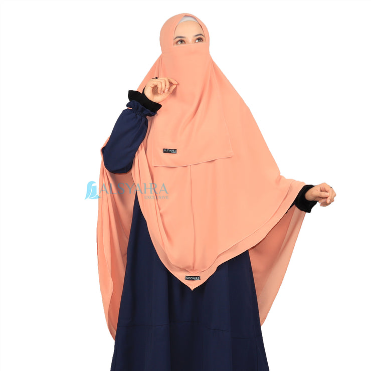 Alsyahra Exclusive Set Khimar Cadar Tali Shofa Sifon Premium 2 Layer XXL