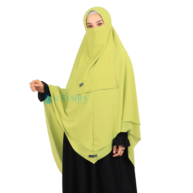 Alsyahra Exclusive Set Khimar Cadar Tali Shofa Sifon Premium 2 Layer XXL