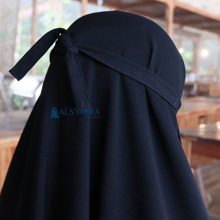 Alsyahra Exclusive Set Khimar Cadar Tali Kids Non Pad Jetblack