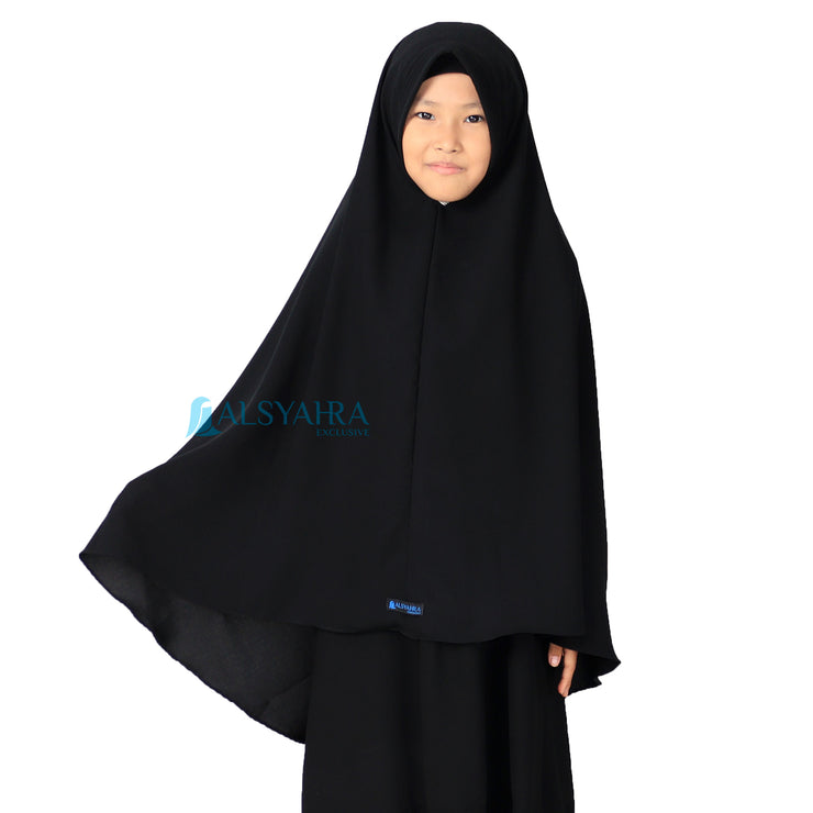 Alsyahra Exclusive Set Khimar Cadar Tali Kids Pad Jetblack