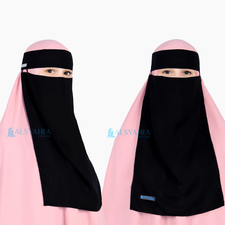 Niqab Bandana Pulldown Sifon Silk Jetblack Alsyahra Exclusive