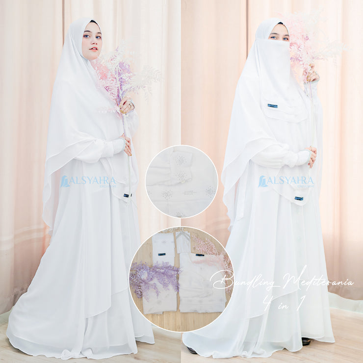 Bundling Set Walimah Abaya Khimar Cadar Tali 3 Layer Mediterania by Alsyahra Exclusive