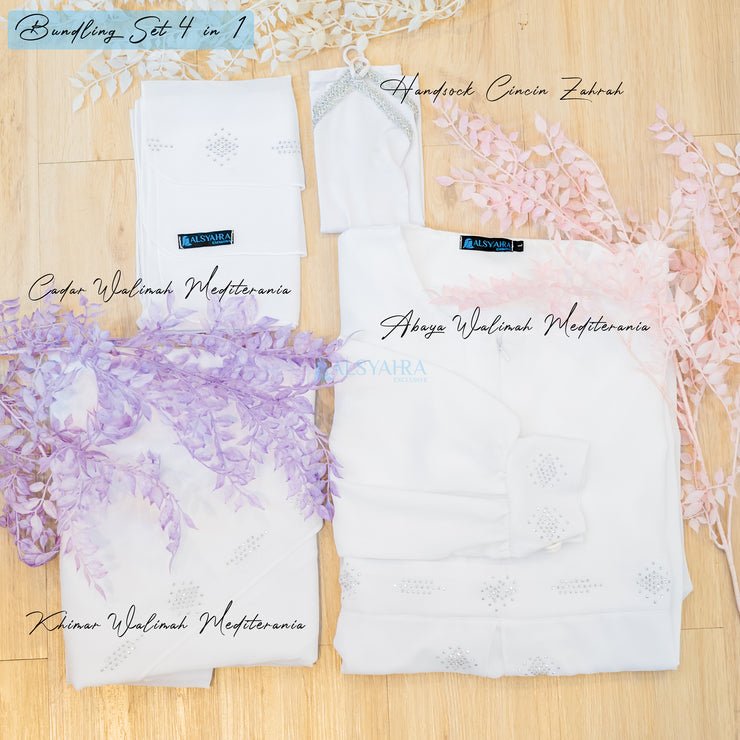 Bundling Set Walimah Abaya Khimar Cadar Tali 3 Layer Mediterania by Alsyahra Exclusive