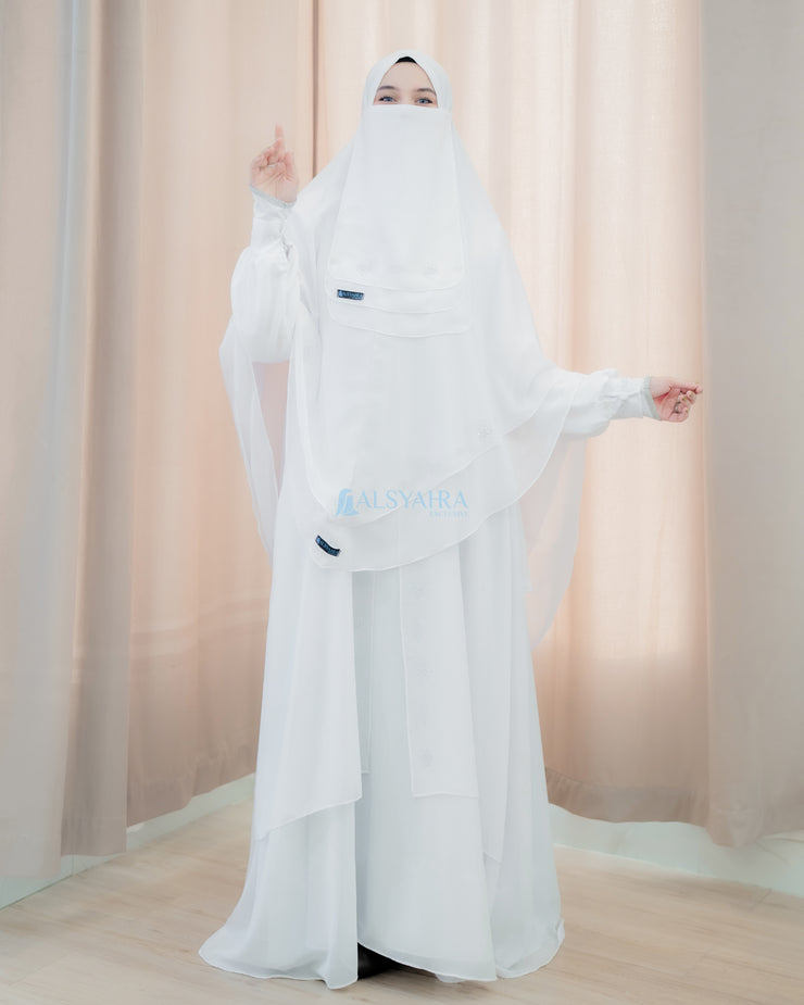 Bundling Set Walimah Abaya Khimar Cadar Tali 3 Layer Mediterania by Alsyahra Exclusive