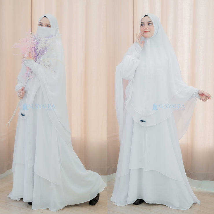 Bundling Set Walimah Abaya Khimar Cadar Tali 3 Layer Mediterania by Alsyahra Exclusive