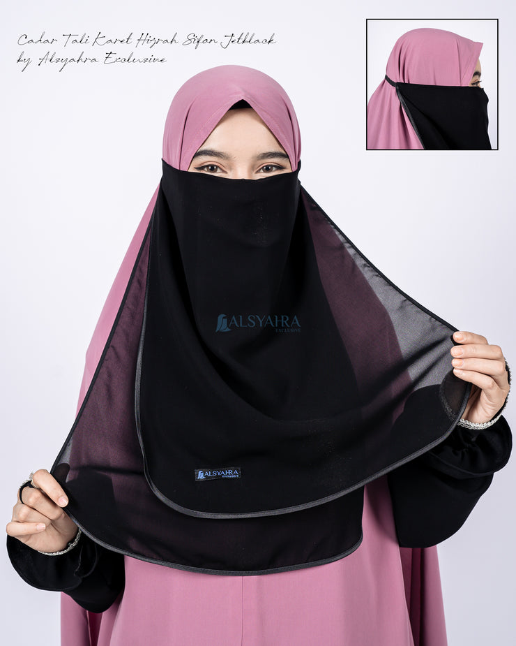 Alsyahra Exclusive Cadar Tali Karet Hijrah Sifon Jetblack