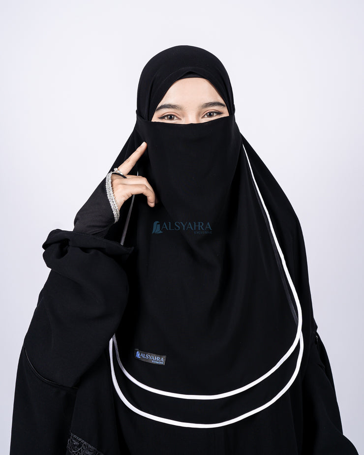 Alsyahra Exclusive Cadar Tali Karet Hijrah Sifon Jetblack
