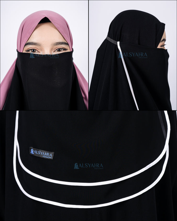 Alsyahra Exclusive Cadar Tali Karet Hijrah Sifon Jetblack