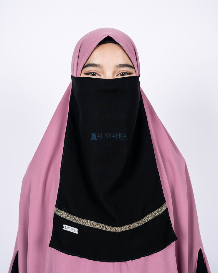 Cadar Tali Kiswah Stripe Sifon Silk Jetblack Alsyahra Exclusive